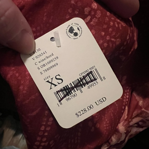 NWT Free People Strapless Red Patterned Silky Juliet Jumpsuit Size XS - Picture 3 of 4